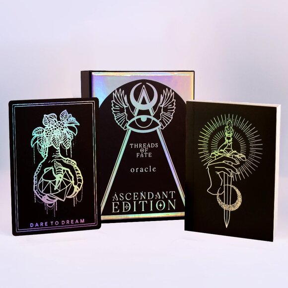 Threads of Fate Oracle Deck Ascendant Edition Guidebook Holographic Foil Black - Picture 1 of 15